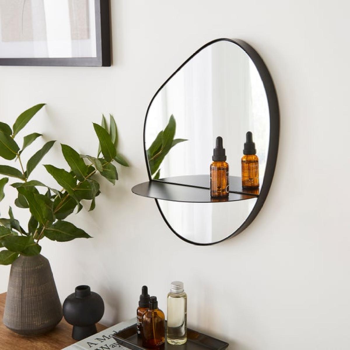 Pebble Mirror with Shelf – image 1