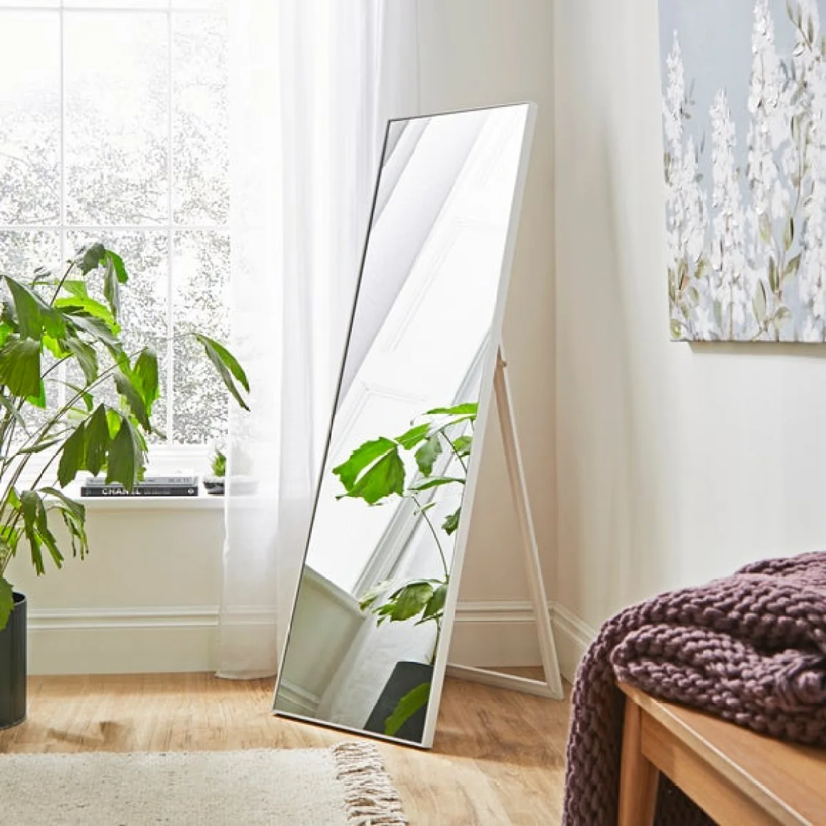 Free Standing Mirror, White 150x40cm White – image 1