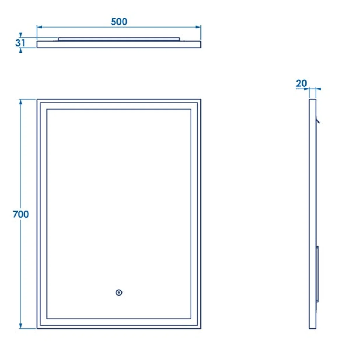 Burley Rectangle Framed LED Mirror, Black 50x70cm Black – image 4