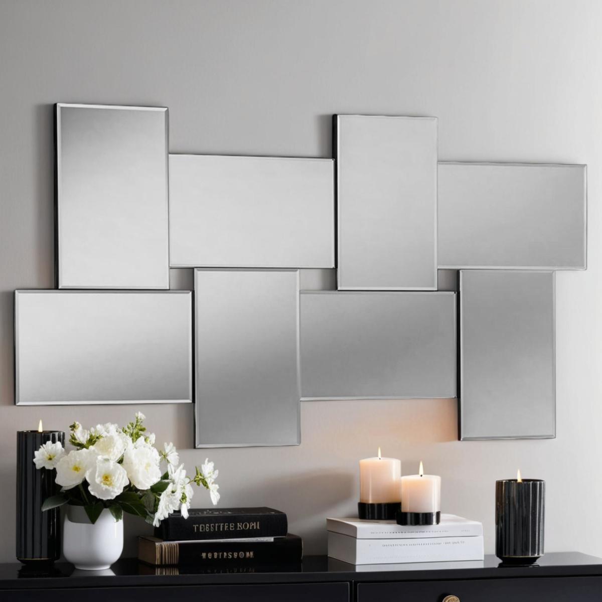 Yearn 3d Panelled Wall Mirror Black – image 1