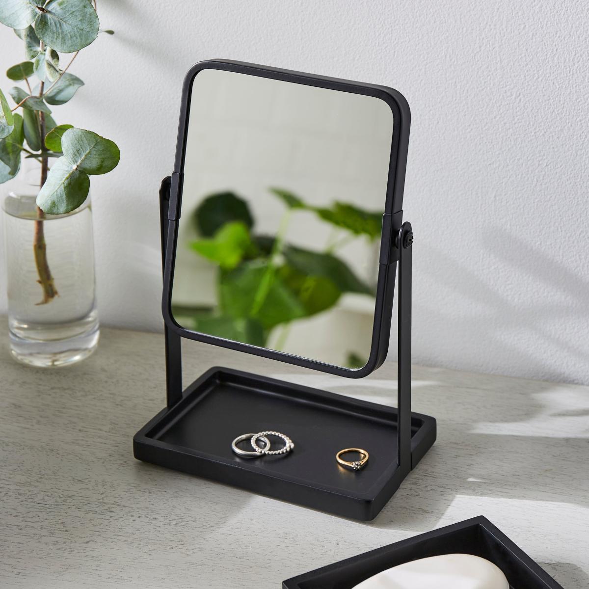 Freestanding Square Dressing Table Mirror with Tray – image 1