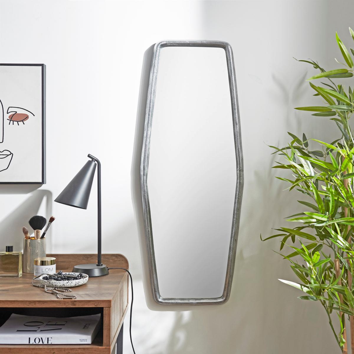 Pewter Metal Full Length Wall Mirror Grey – image 2