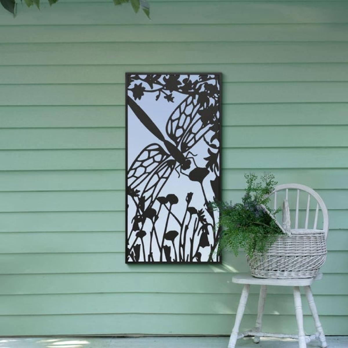 Kirkby Dragonfly Silhouette Rectangle Indoor Outdoor Wall Mirror – image 2
