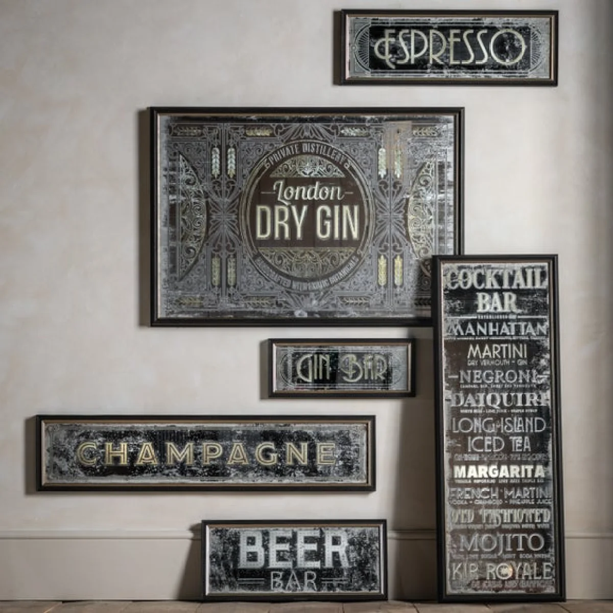 Cedar and Sage Antique Printed Champagne Wall Mirror – image 3