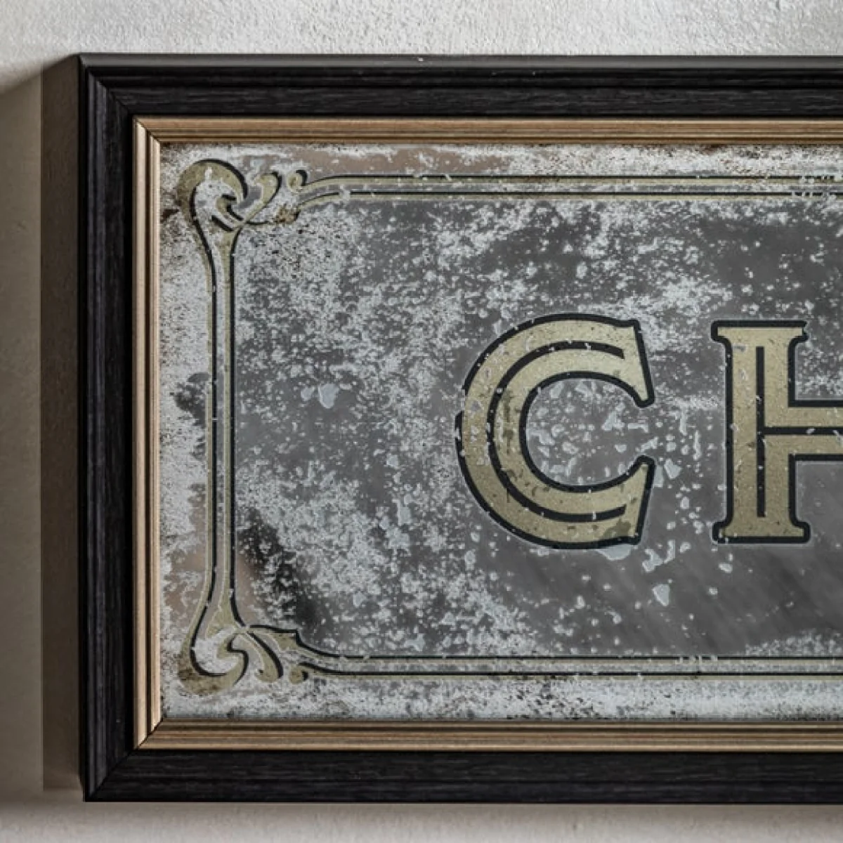 Cedar and Sage Antique Printed Champagne Wall Mirror – image 1