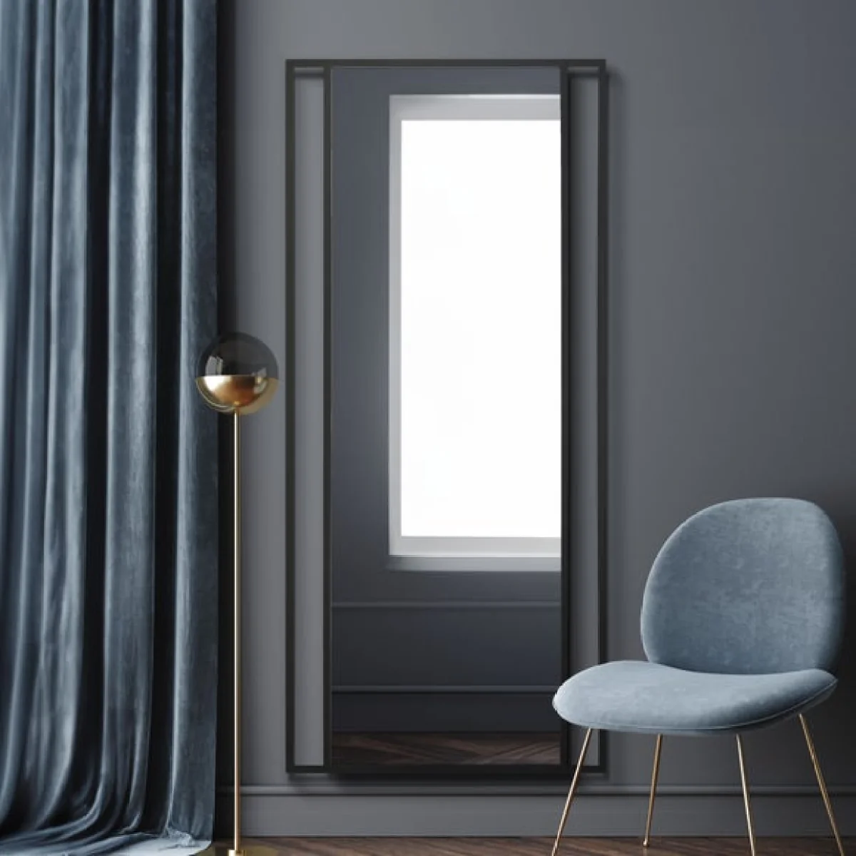 Senestra Modern Wall Leaner Mirror Black – image 1