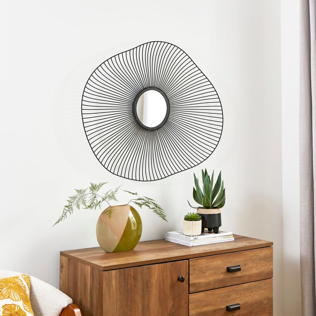 Organic Shape Wire Wall Mirror Black – image 2