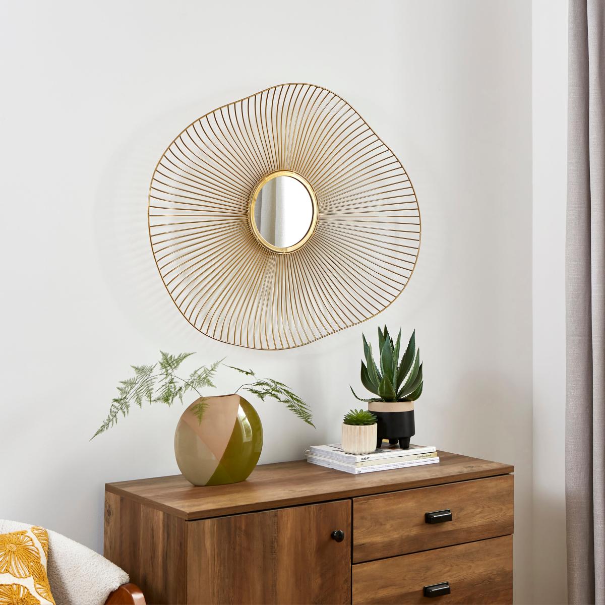 Organic Shape Wire Wall Mirror Black – image 3