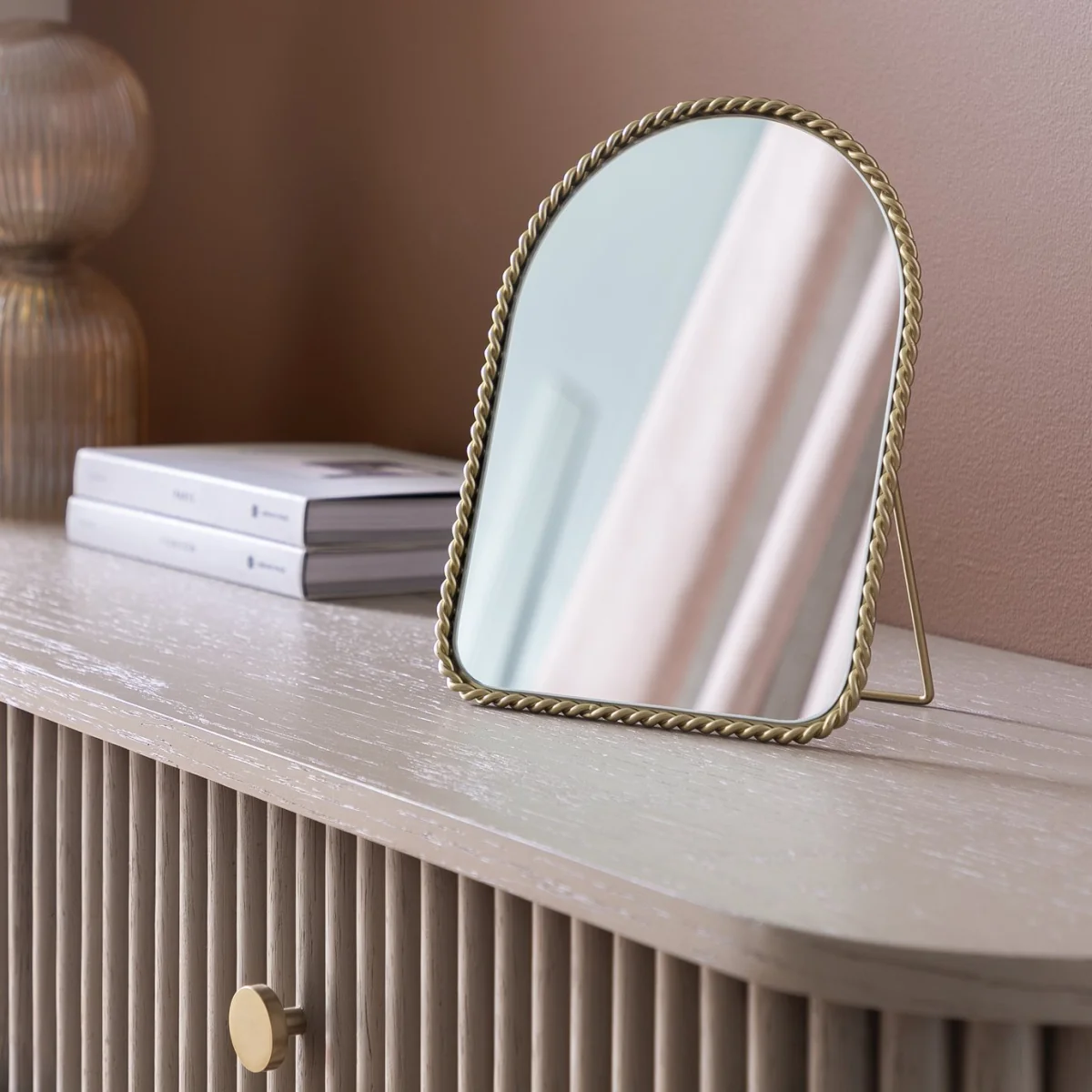 Habitat Gold Rope Twist Arch Dressing Table Mirror - 16x21cm – image 1
