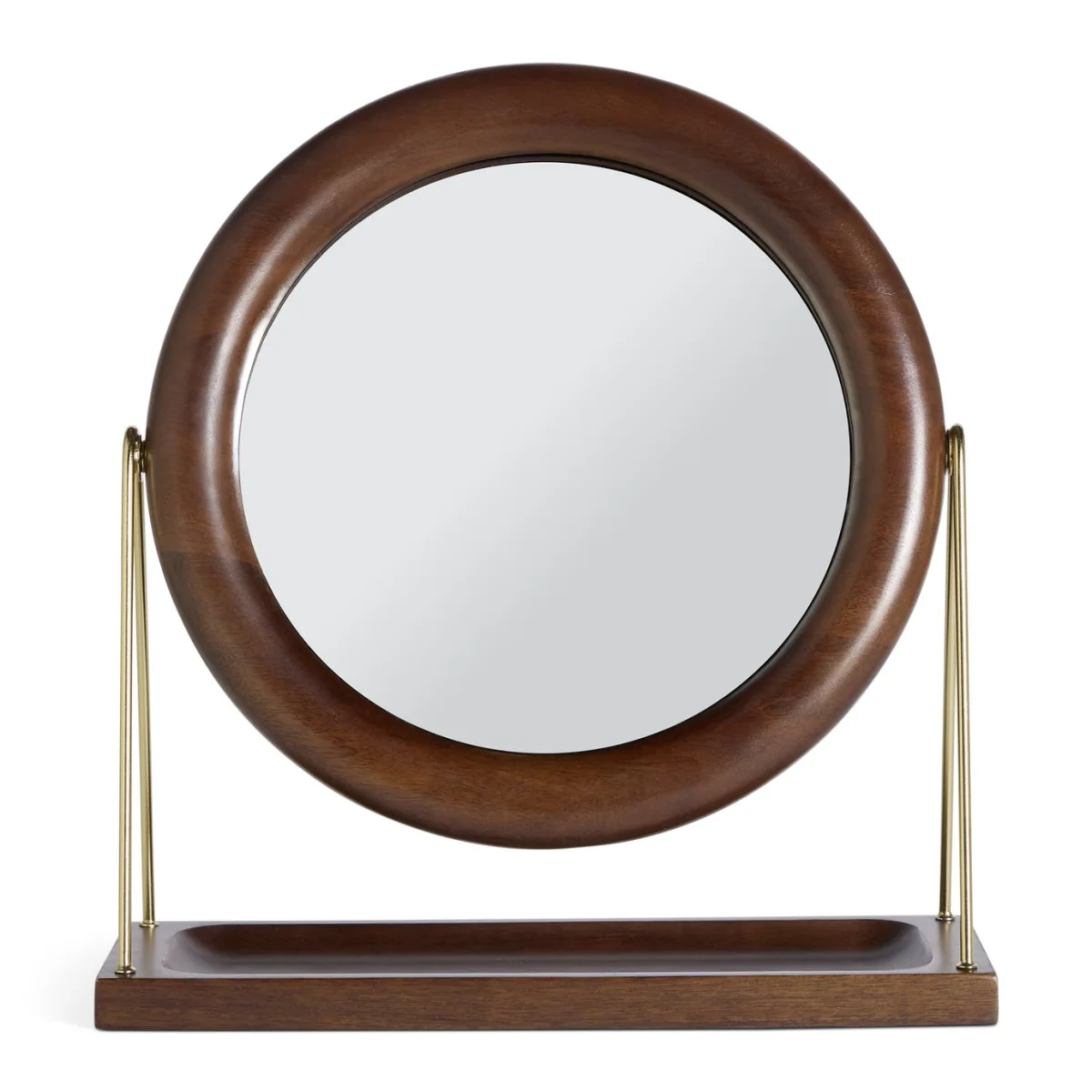 Habitat Dark Mango Wood Round Dressing Table Mirror - 30cm – image 2