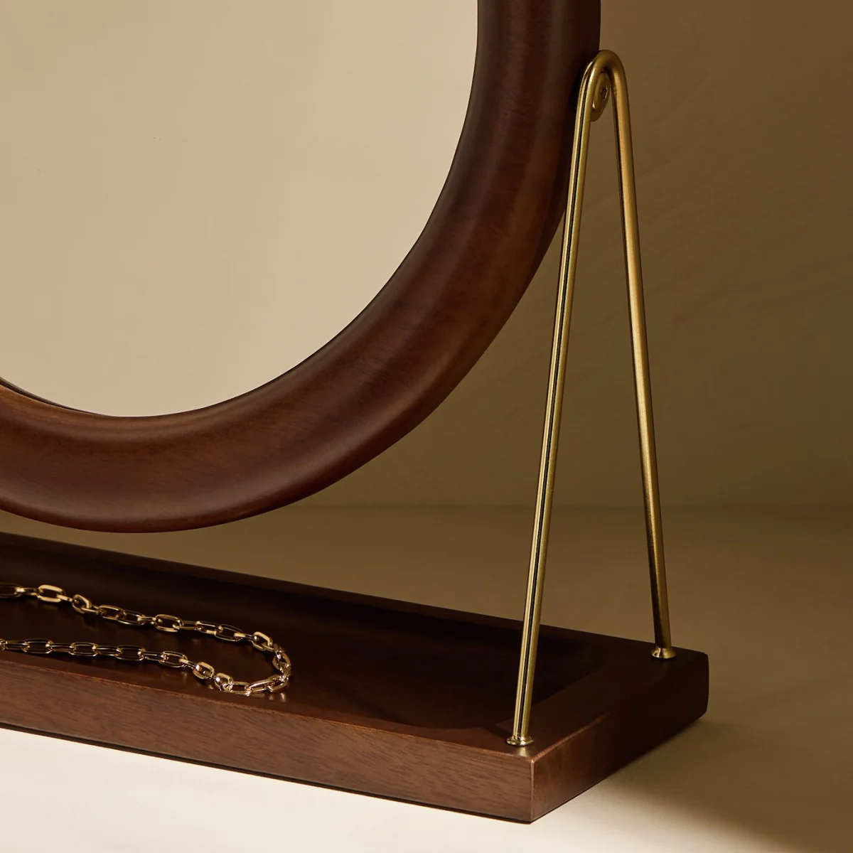 Habitat Dark Mango Wood Round Dressing Table Mirror - 30cm – image 6