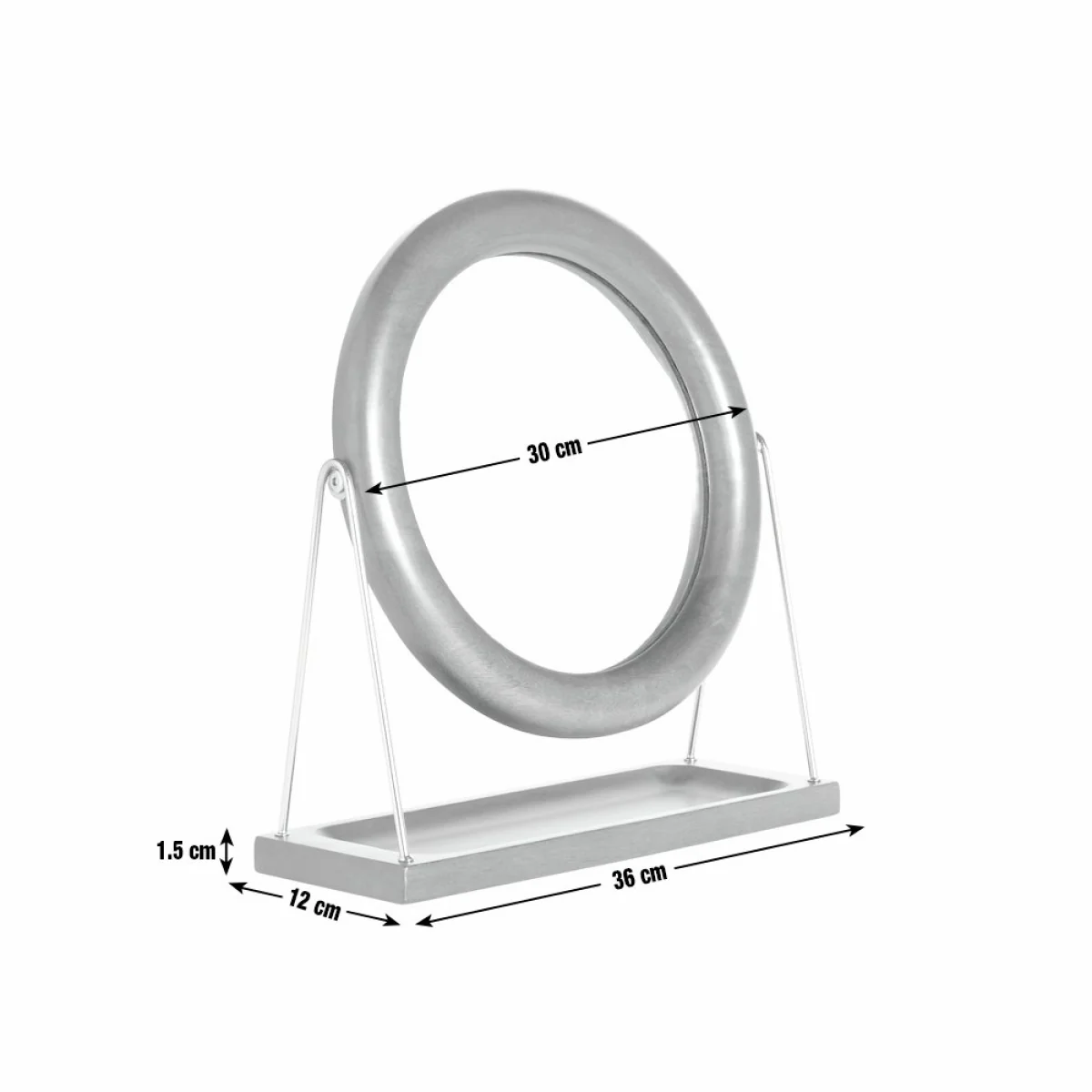 Habitat Dark Mango Wood Round Dressing Table Mirror - 30cm – image 7