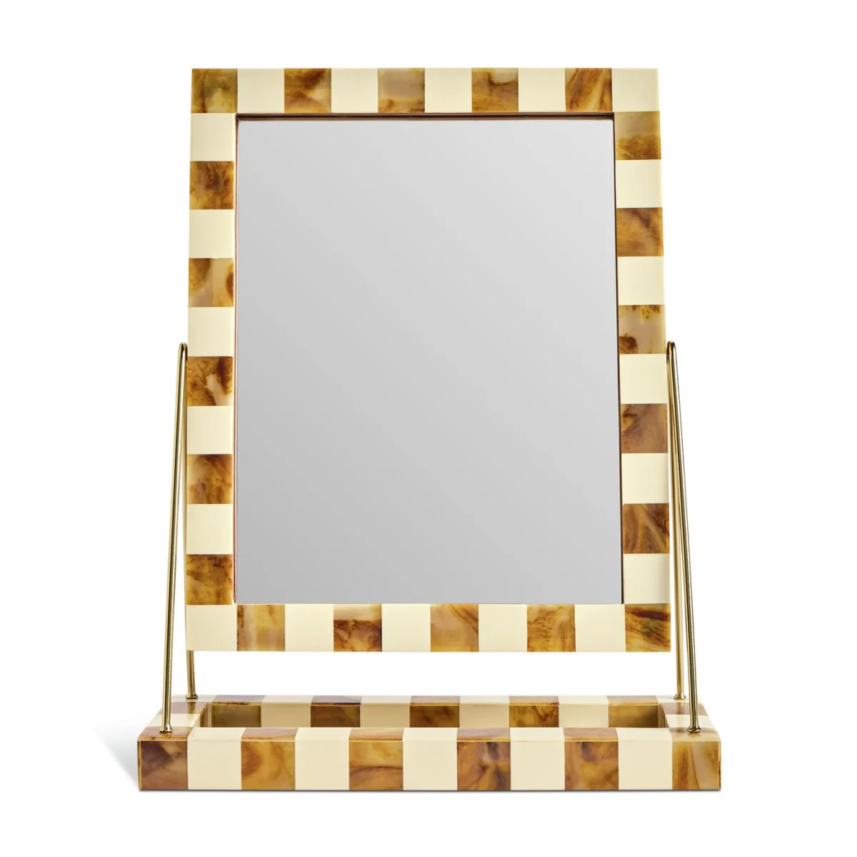 Habitat Checkered Brown & Cream Resin Dressing Table Mirror - 41x33cm – image 2