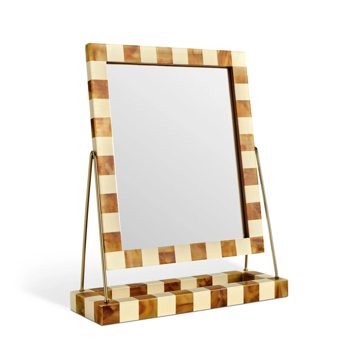 Habitat Checkered Brown & Cream Resin Dressing Table Mirror - 41x33cm – image 3