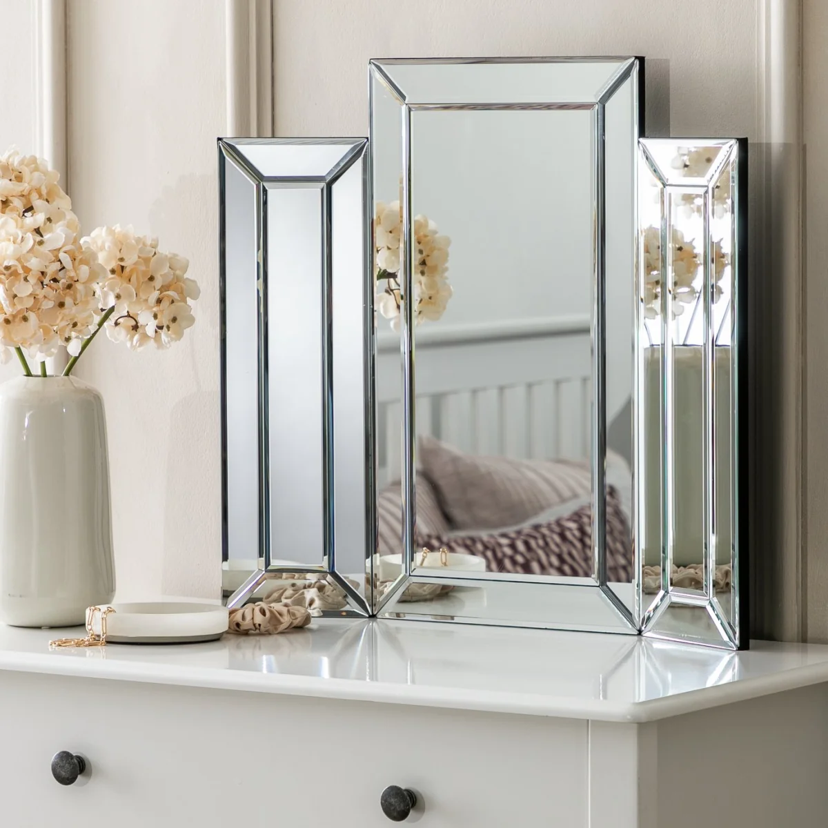 Habitat Black Folding Bevelled Dressing Table Mirror-50x56cm – image 1