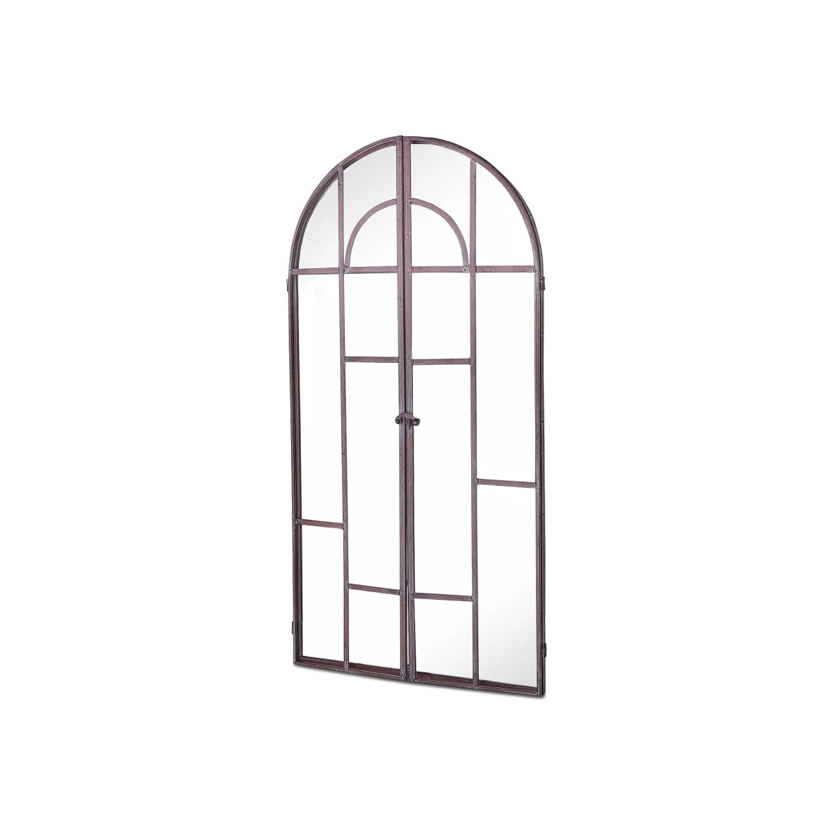 MirrorOutlet Metal Arched Decorative Window Opening Garden Mirror - 100x50cm