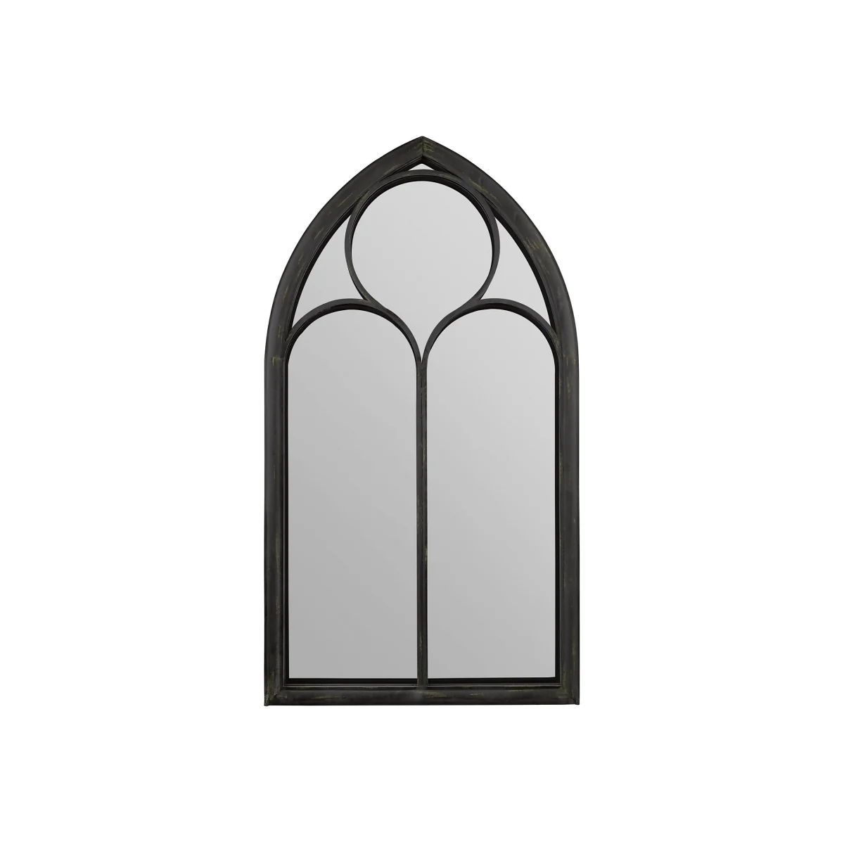 MirrorOutlet Black Somerley Chapel Arch Extra Large Metal Garden Mirror - 150x81cm