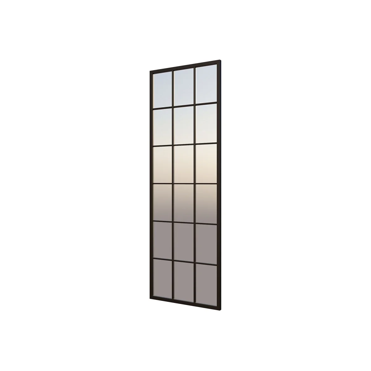 Black Metal Rectangle Window Pane Leaning Mirror - 150x50cm