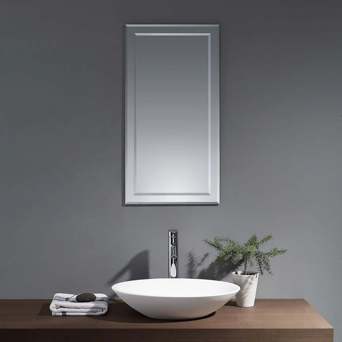 Bibury Bevelled Edge Rectangular Mirror on Mirror - 420x800mm