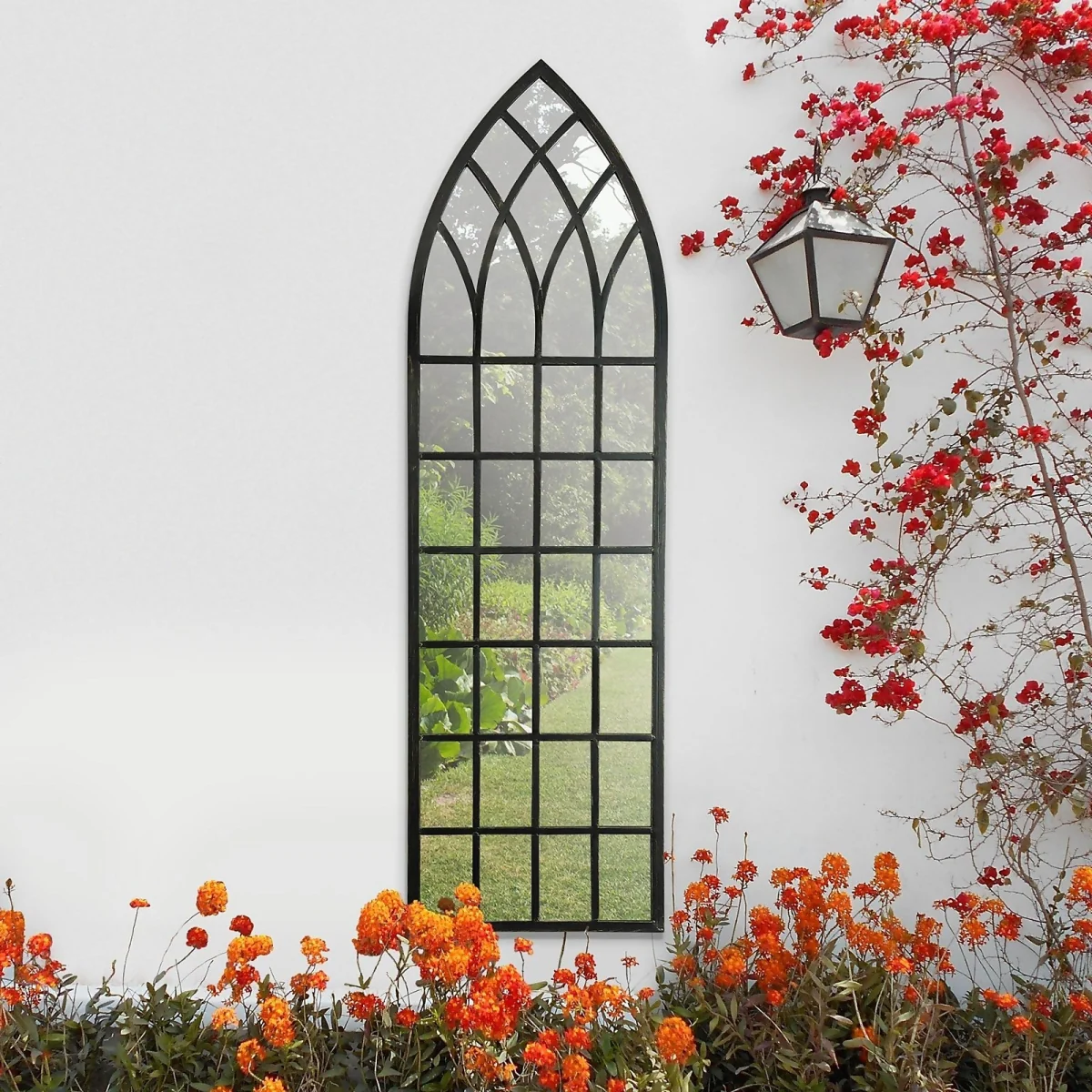 MirrorOutlet Somerley Secret Garden Rustic Arch Large Metal Garden Mirror - 160x47.5cm