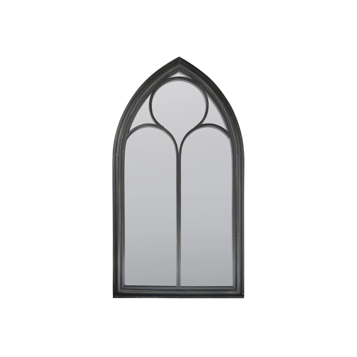 MirrorOutlet Black Somerley Chapel Arch Metal Garden Mirror - 112x61cm