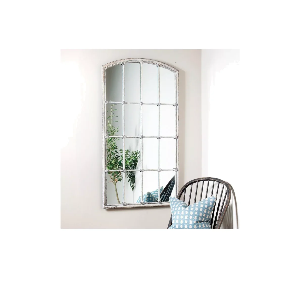 One.World Fairfield Arched Metal Wall Mirror, 137 x 75cm, White – image 1