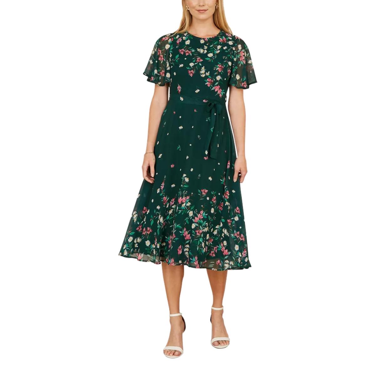 Yumi Mirror Daisy Print Skater Dress, Green/Multi – image 2