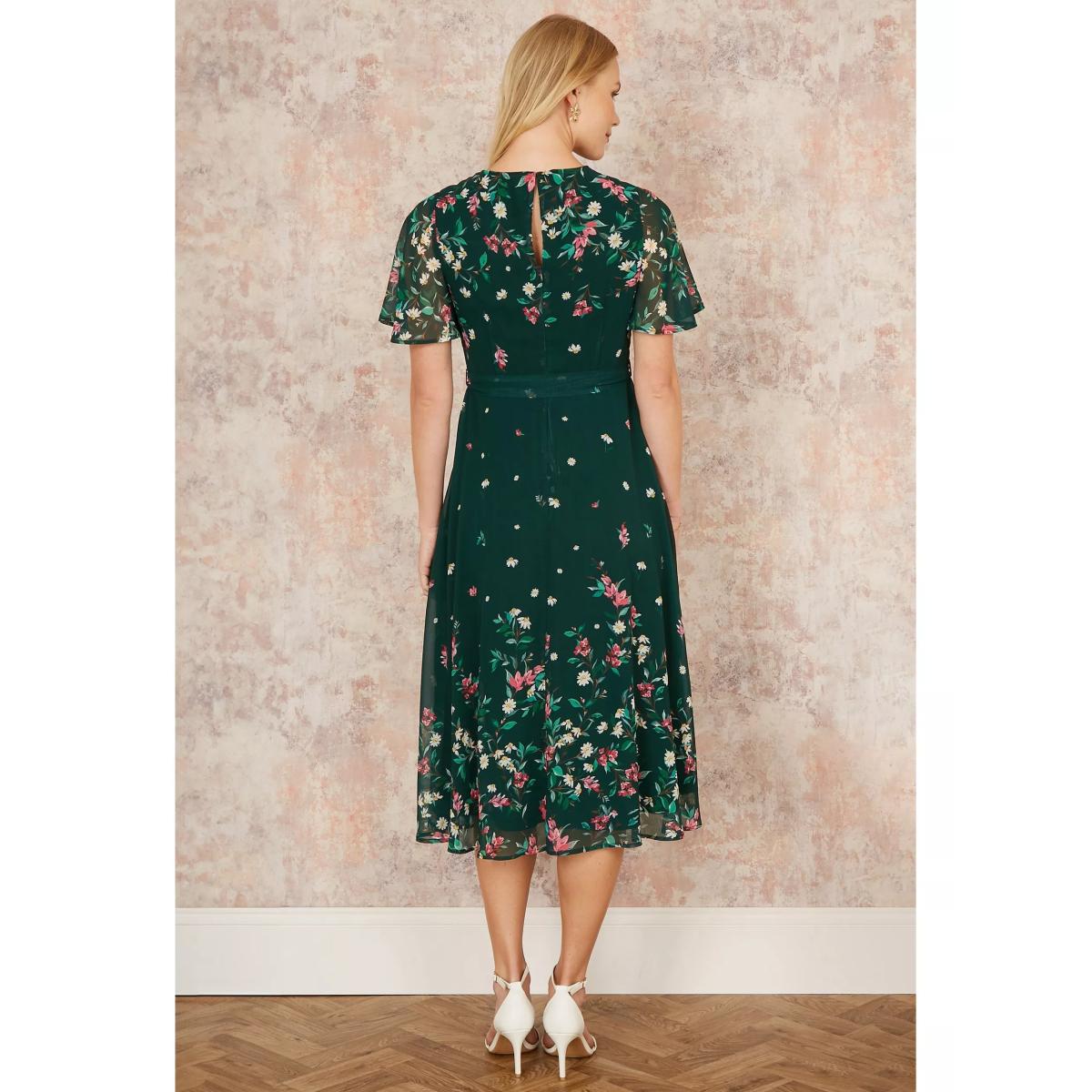 Yumi Mirror Daisy Print Skater Dress, Green/Multi – image 3