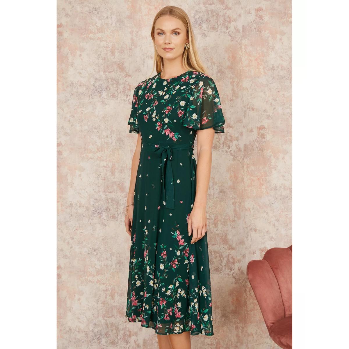 Yumi Mirror Daisy Print Skater Dress, Green/Multi – image 5