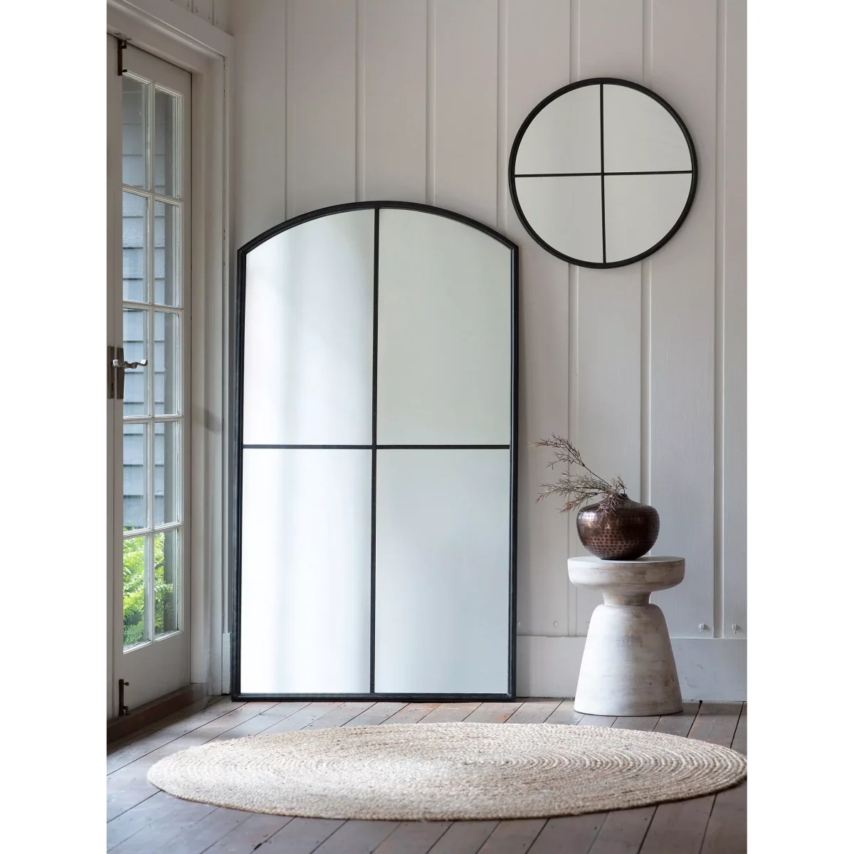 Frida Large Arched Window Metal Frame Wall Mirror, 160 x 90cm, Black – image 2
