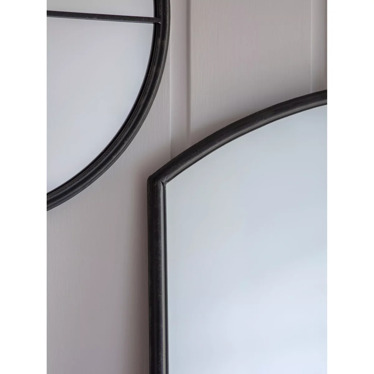 Frida Large Arched Window Metal Frame Wall Mirror, 160 x 90cm, Black – image 3