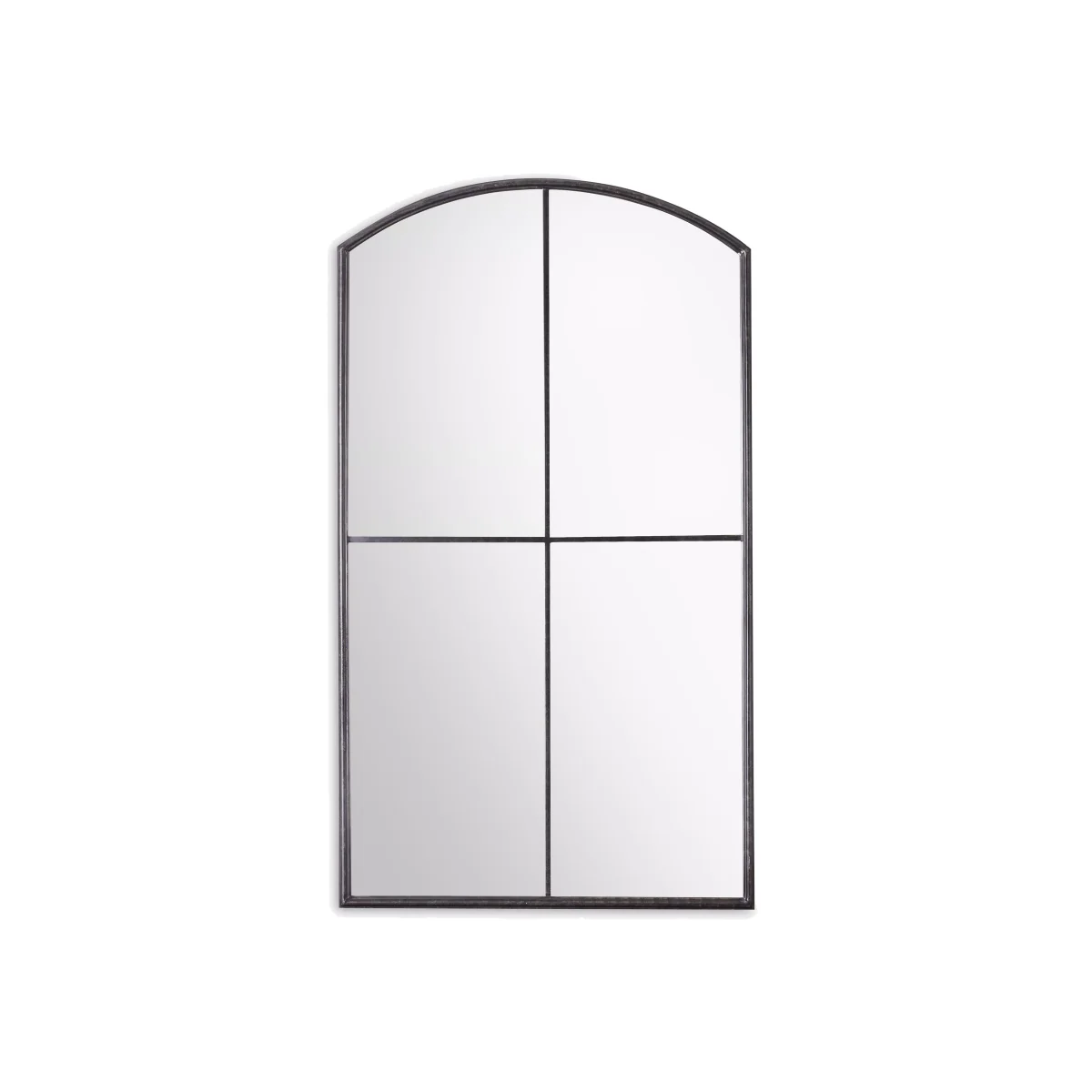Frida Large Arched Window Metal Frame Wall Mirror, 160 x 90cm, Black – image 1