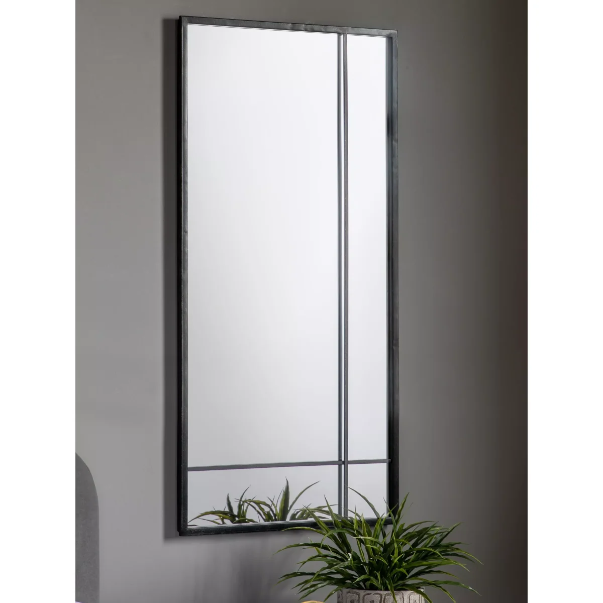 Fruili Rectangular Metal Frame Wall Mirror, 100 x 50cm, Black – image 2