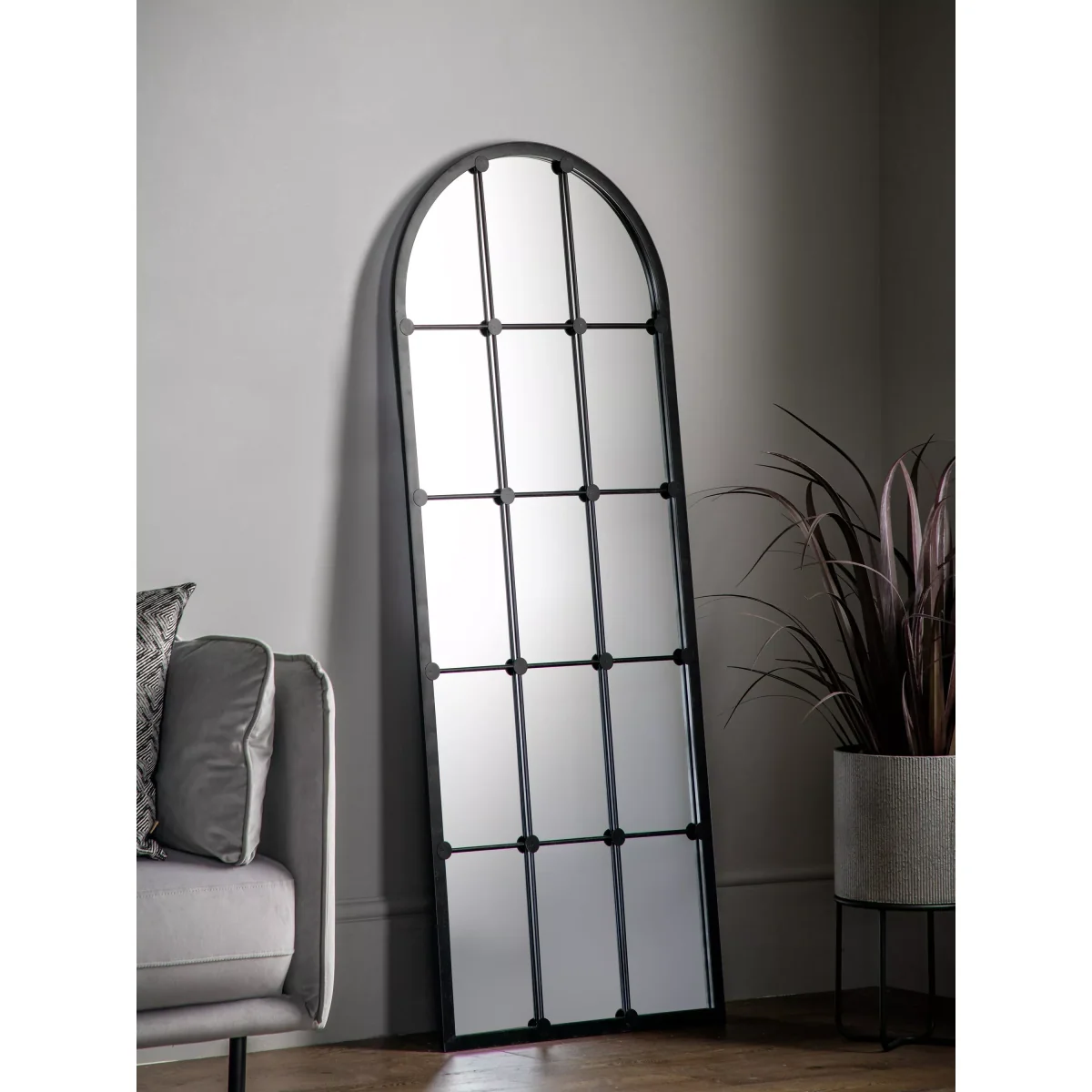 John Lewis & Partners Metal Frame Arched Wall Mirror, 153 x 60cm, Black – image 2