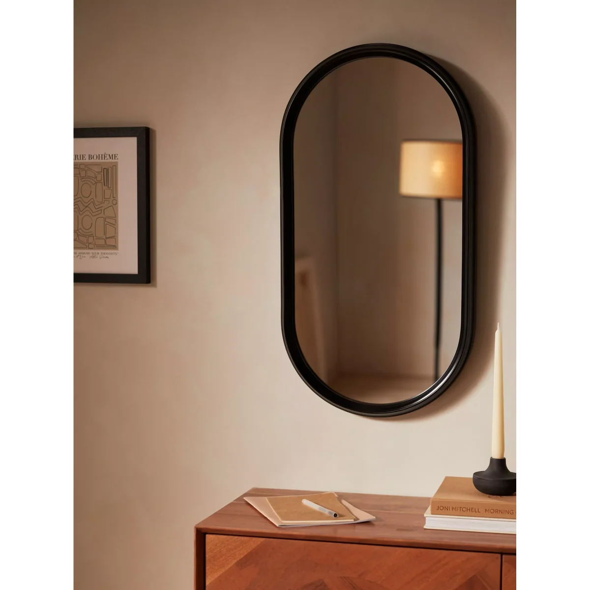 John Lewis Timeless Oval Wall Mirror, 75 x 40cm, Black – image 2