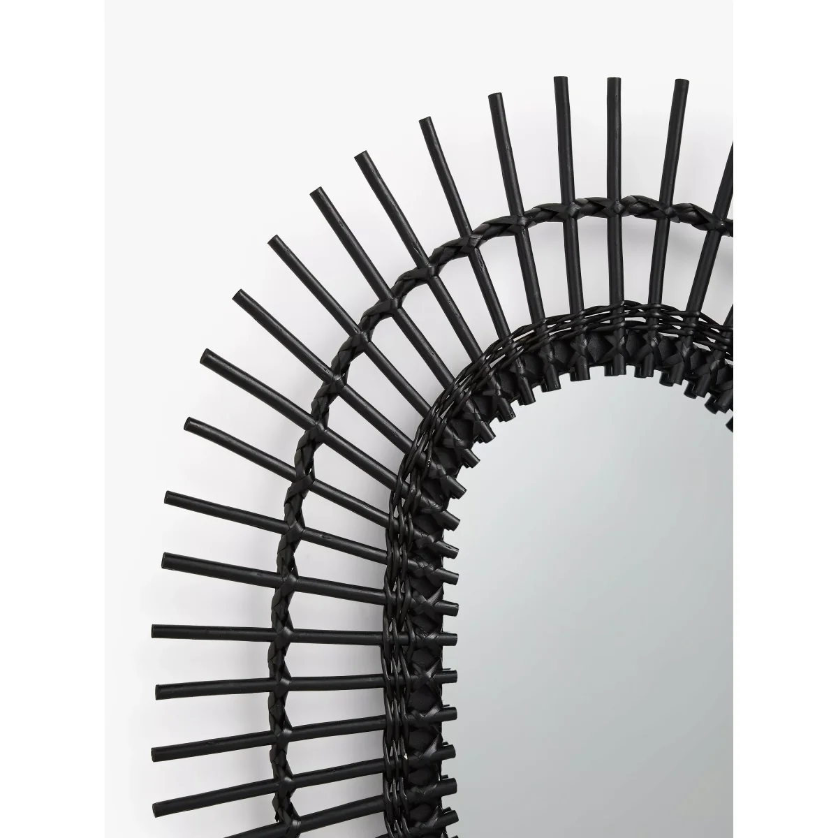 John Lewis Rattan Sunburst Oval Wall Mirror, 75cm, Black – image 2