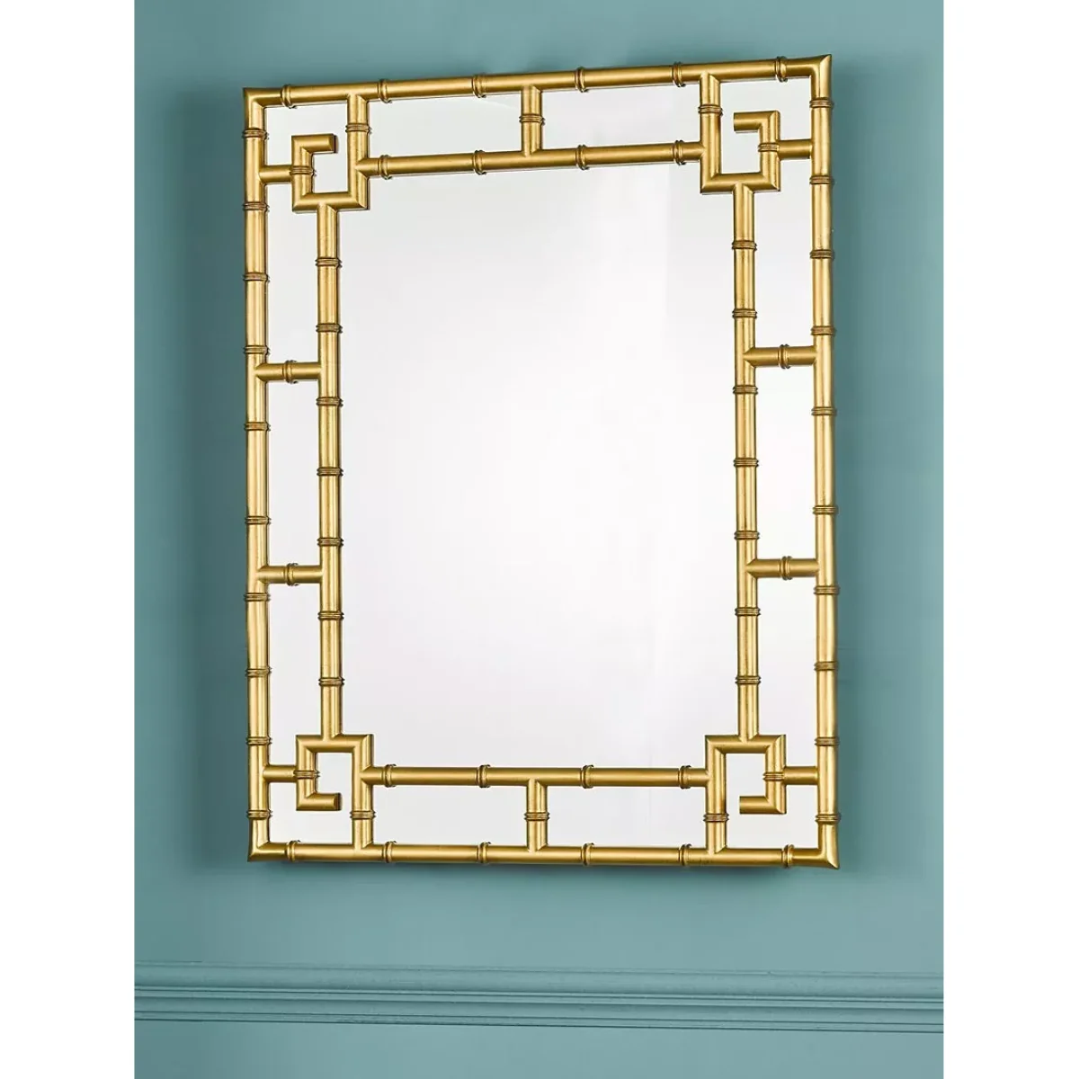 Laura Ashley Shawford Mock Bamboo Rectangular Wall Mirror, 107 x 81cm, Gold – image 5