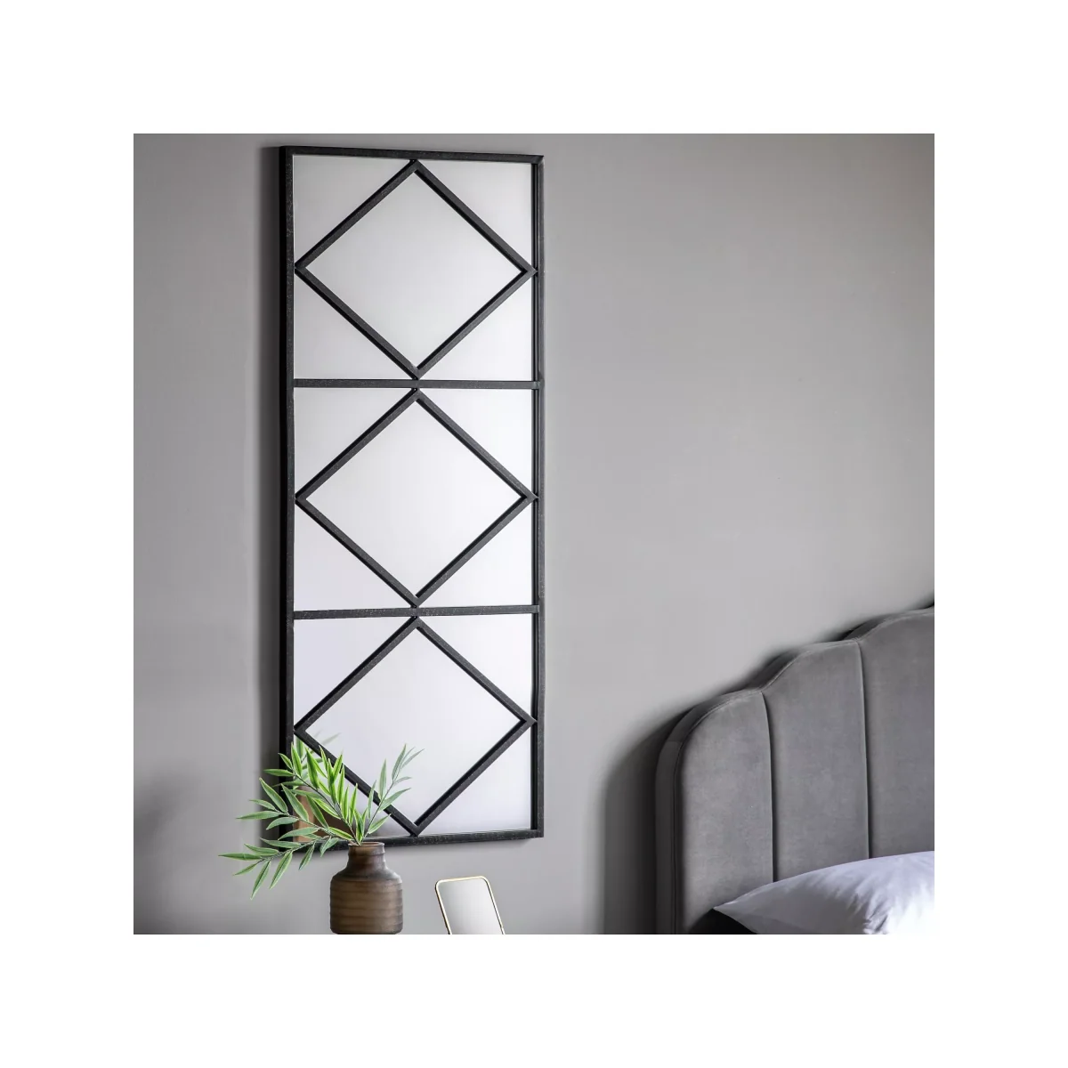 Trieste Rectangular Metal Frame Wall Mirror, 120 x 50cm, Black – image 2