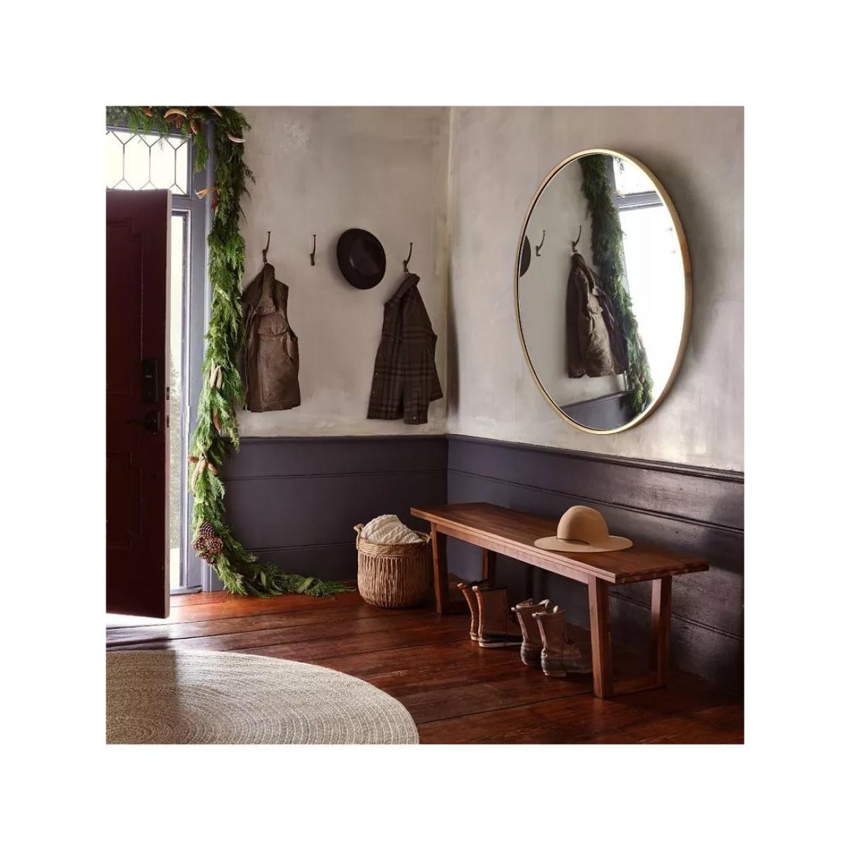west elm Oversized Round Metal Frame Wall Mirror, 122cm, Antique Brass – image 3