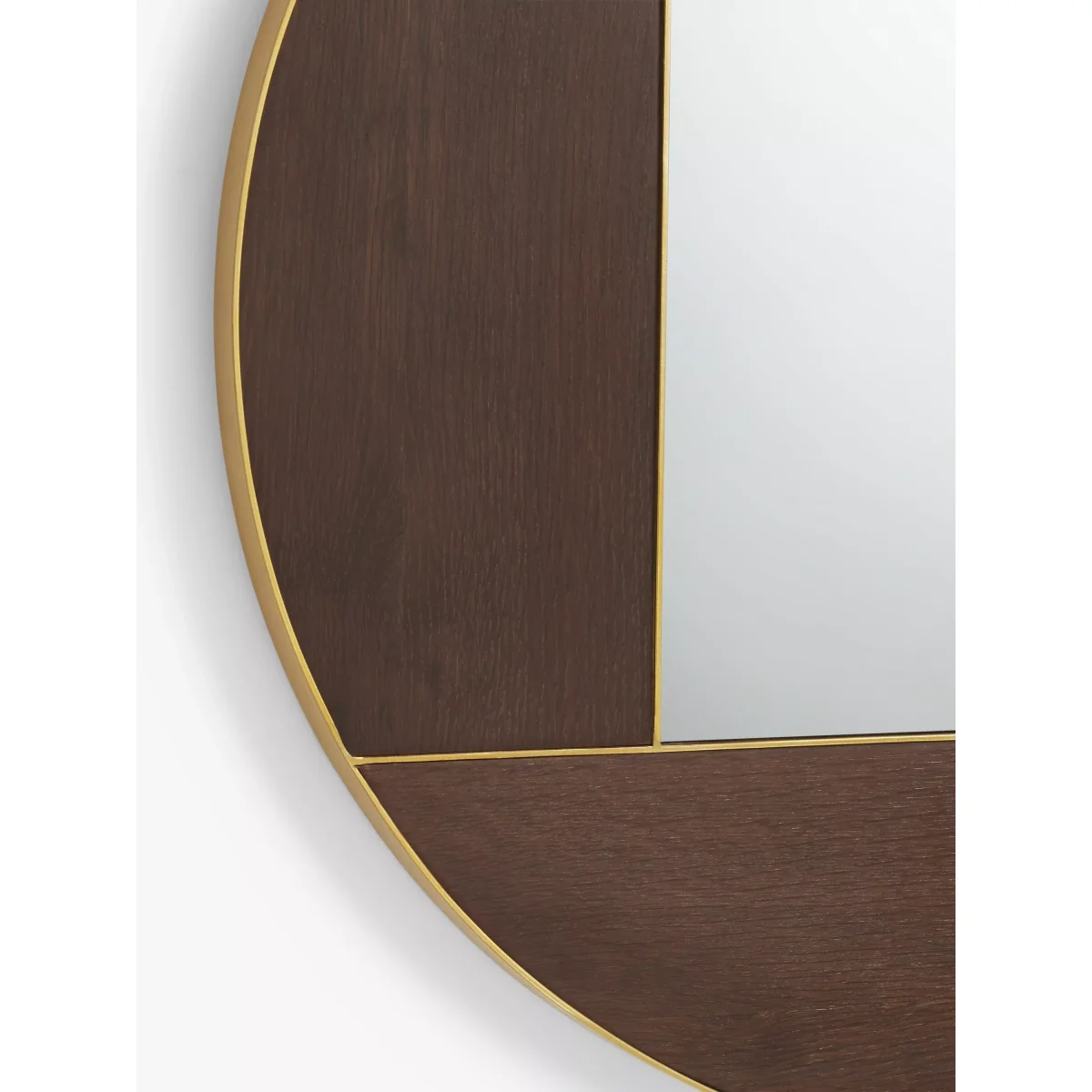 John Lewis + Swoon Mendel Round Frame Wood Inlay Wall Mirror, 75cm, Natural/Gold – image 2