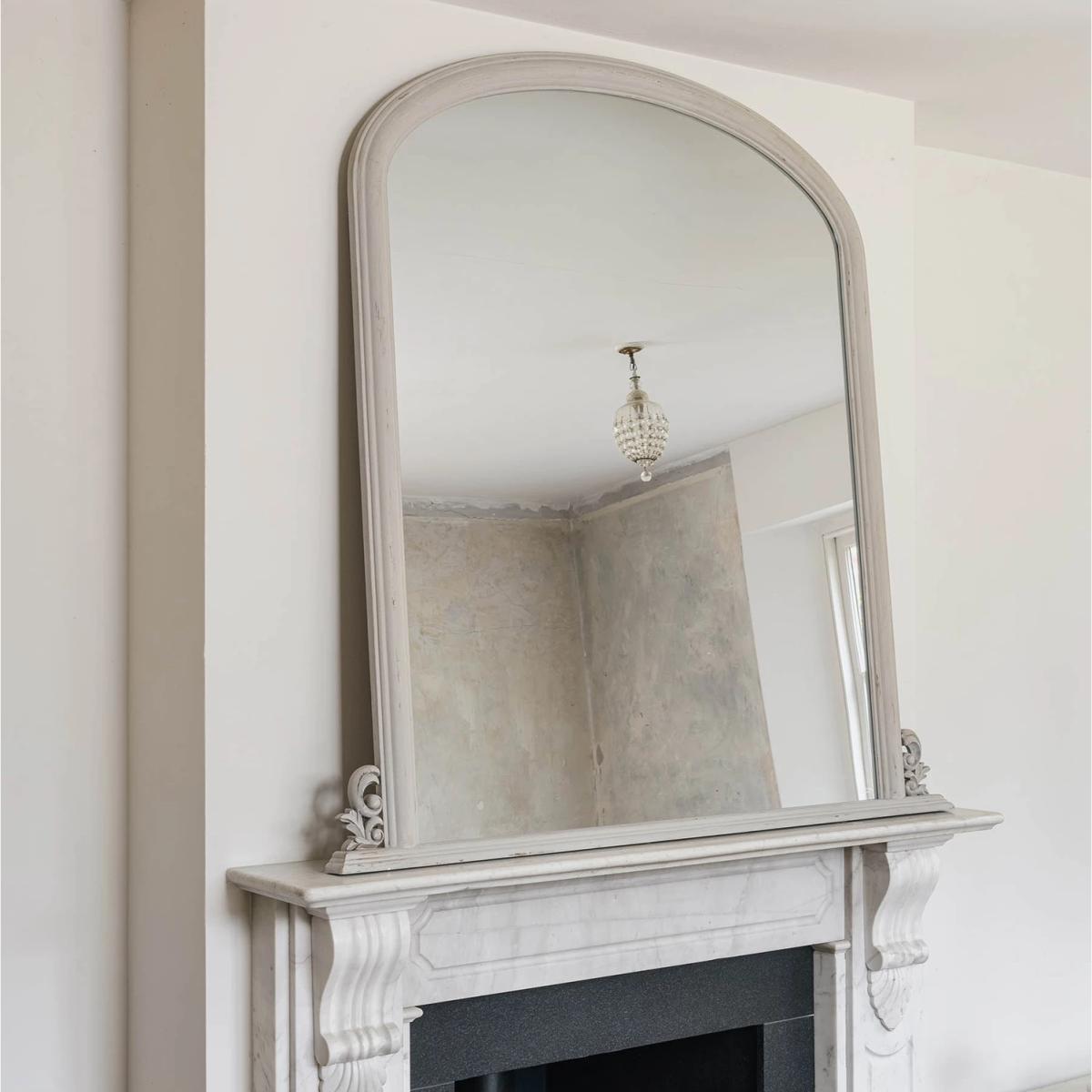 One.World Wilton Wood Frame Overmantle Wall Mirror, 138 x 135cm, Grey – image 1