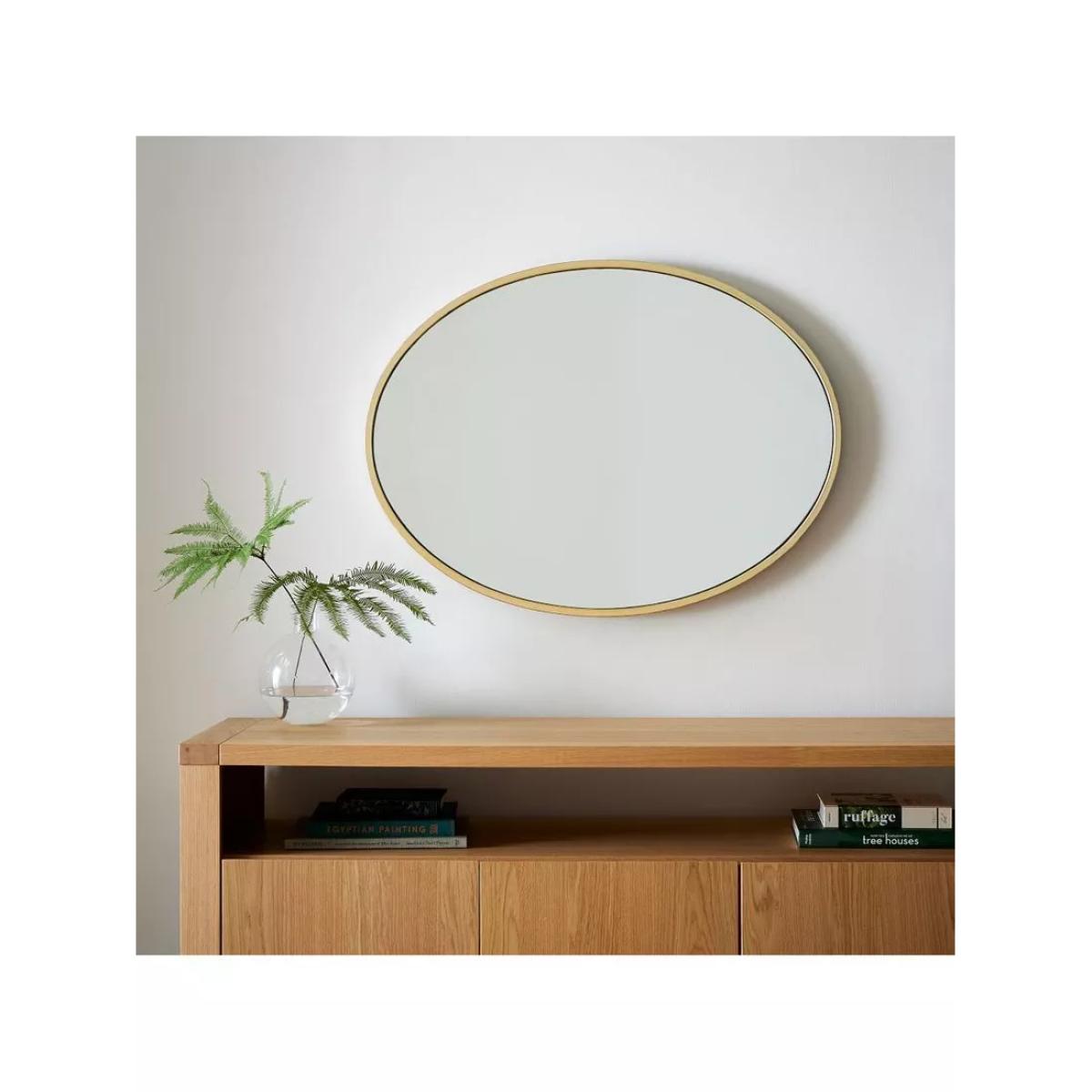 west elm Oval Metal Frame Wall Mirror, 102 x 76cm, Antique Brass – image 2