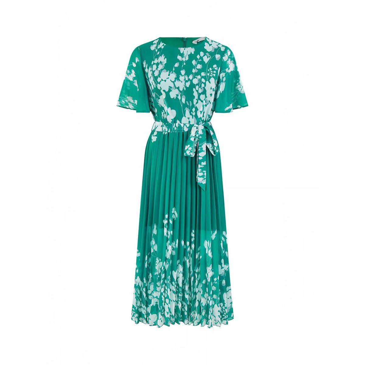 Yumi Mirror Floral Pleated Midi Dress, Green – image 6