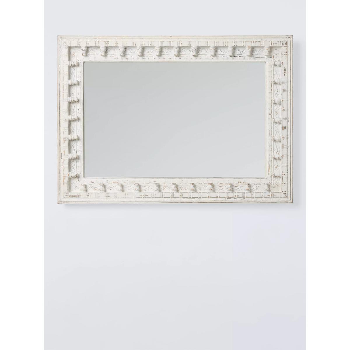 John Lewis Rajasthan Carved Wood Rectangular Wall Mirror, 70 x 50cm, FSC-Certified (Mango Wood), White – image 4
