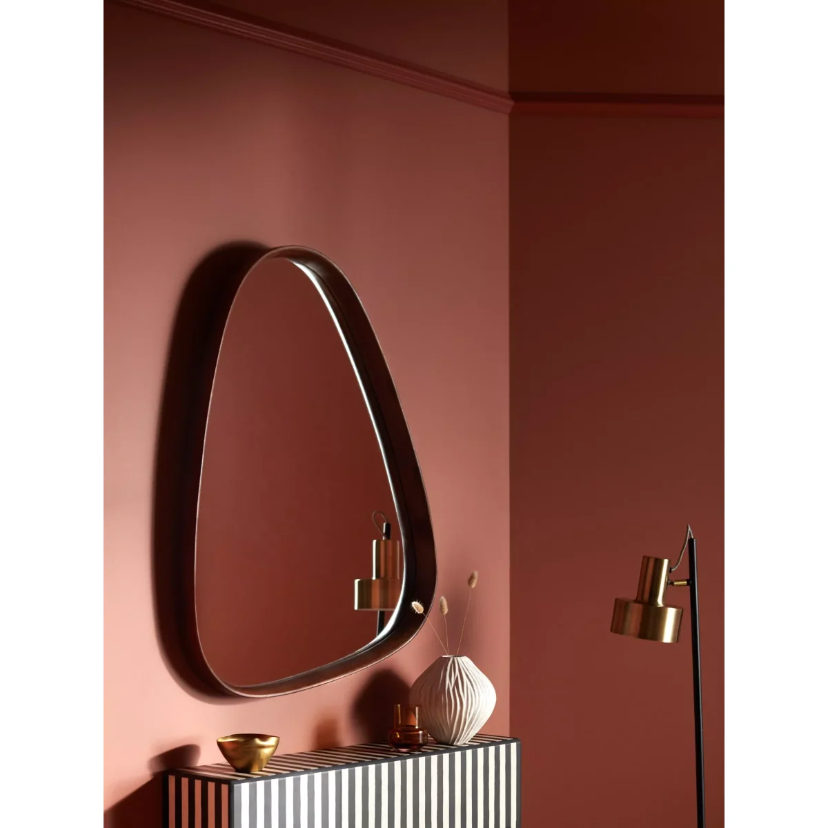 John Lewis Mid Century Triangular Wood Wall Mirror, 53 x 65cm, Walnut – image 2