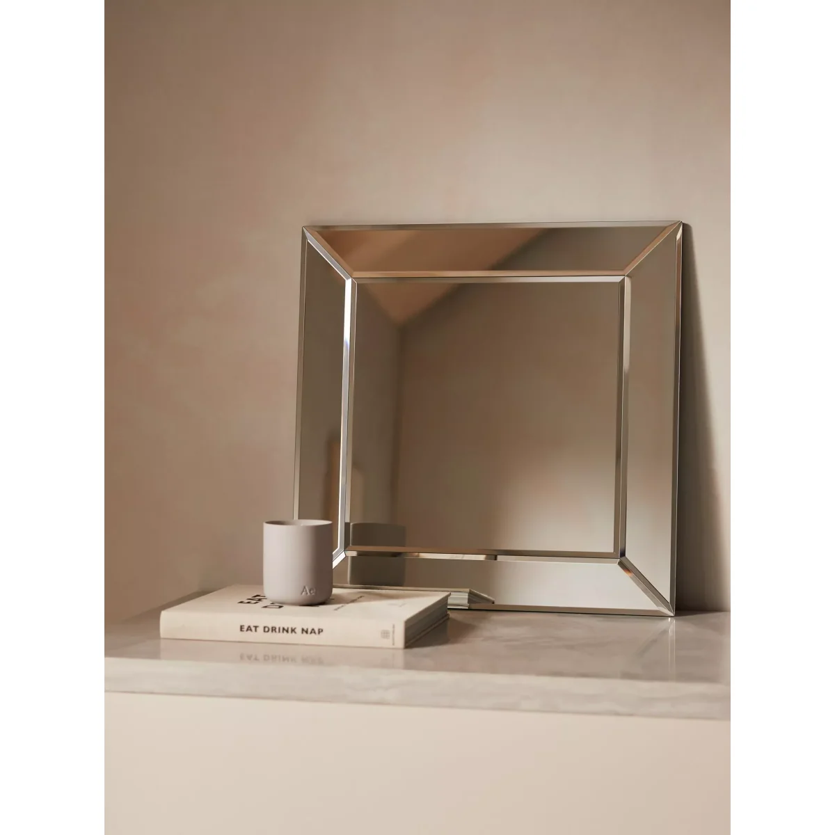 John Lewis Simple Bevelled Glass Square Wall Mirror, 50cm, Clear – image 2