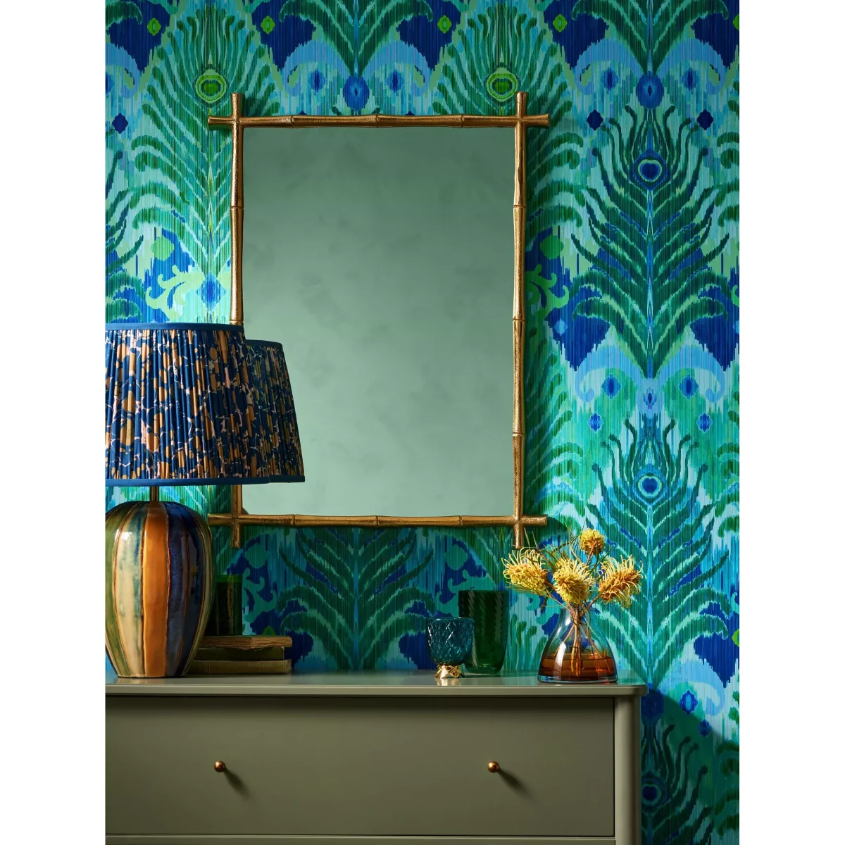 John Lewis + Matthew Williamson Bamboo Rectangular Metal Wall Mirror, 80 x 60cm, Gold – image 2