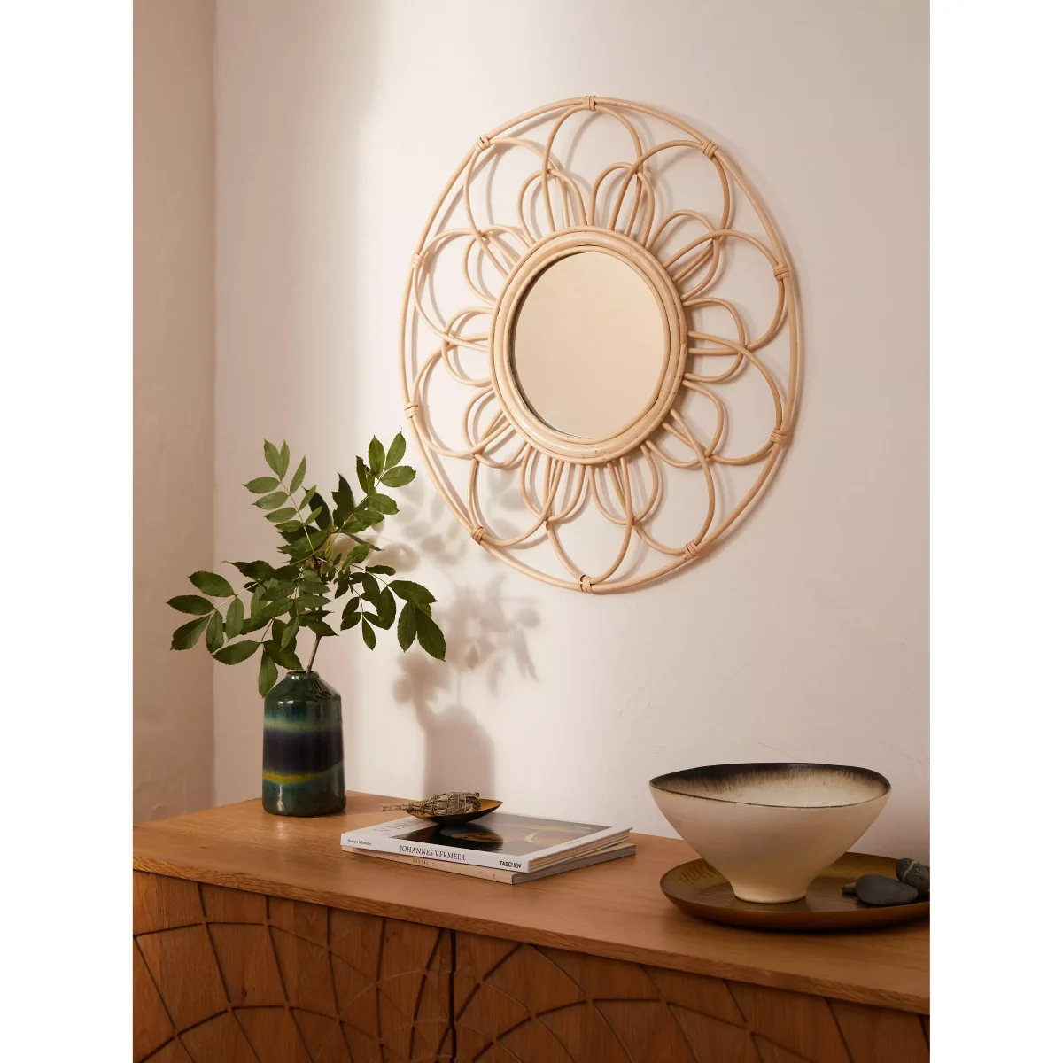 John Lewis Rattan Swirl Round Wall Mirror, 60cm, Natural – image 4