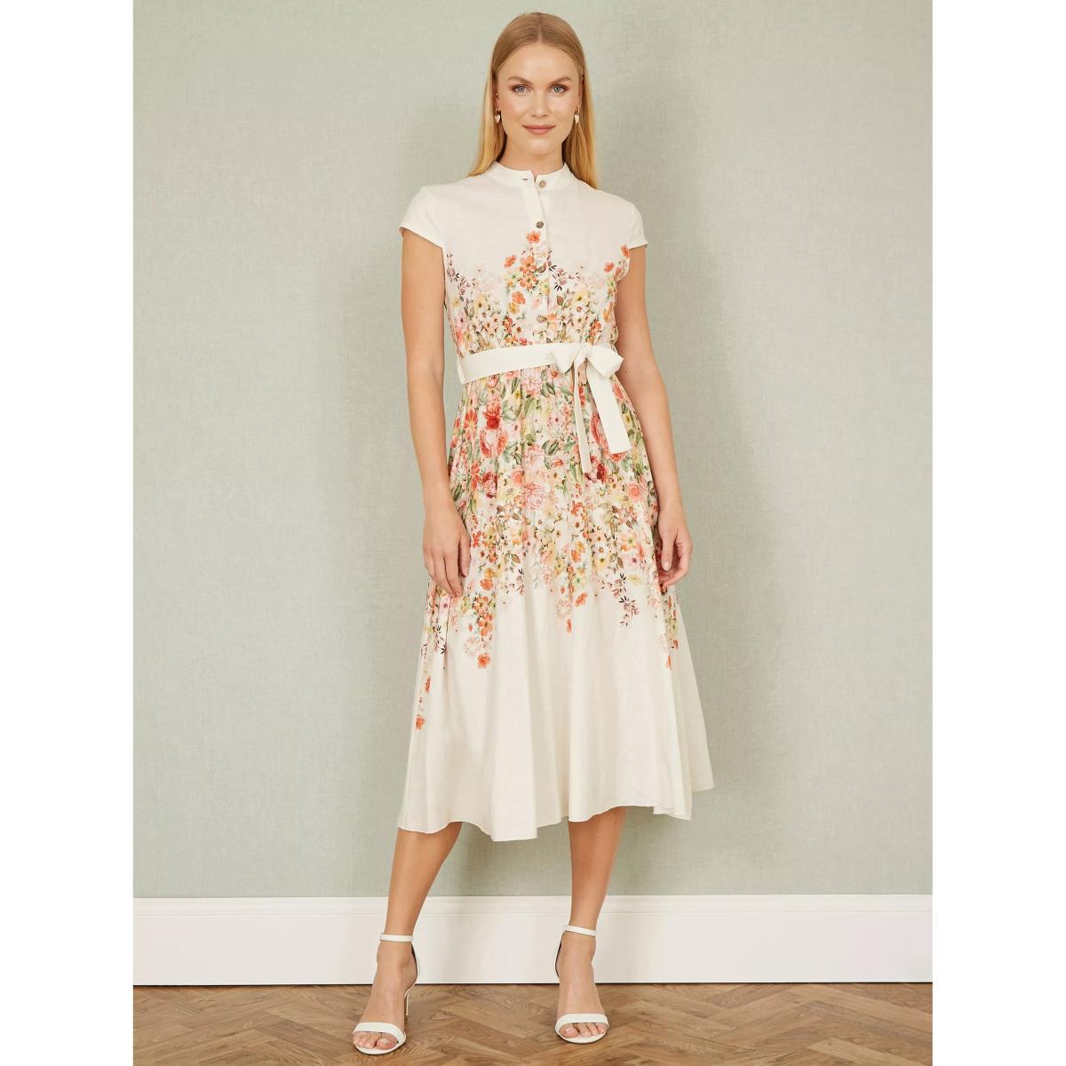 Yumi Floral Mirror Skater Dress, White – image 2