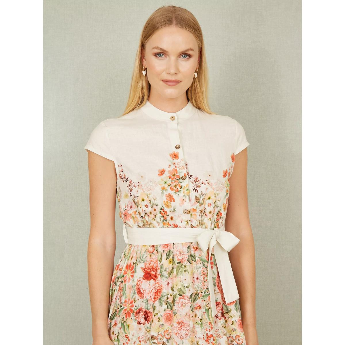 Yumi Floral Mirror Skater Dress, White – image 3